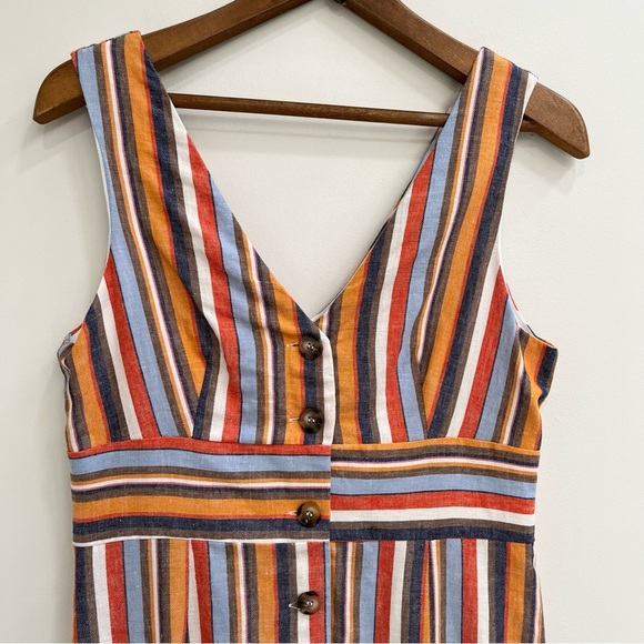 Gilli button front sleeveless striped linen blend midi dress size medium - Picture 3 of 8